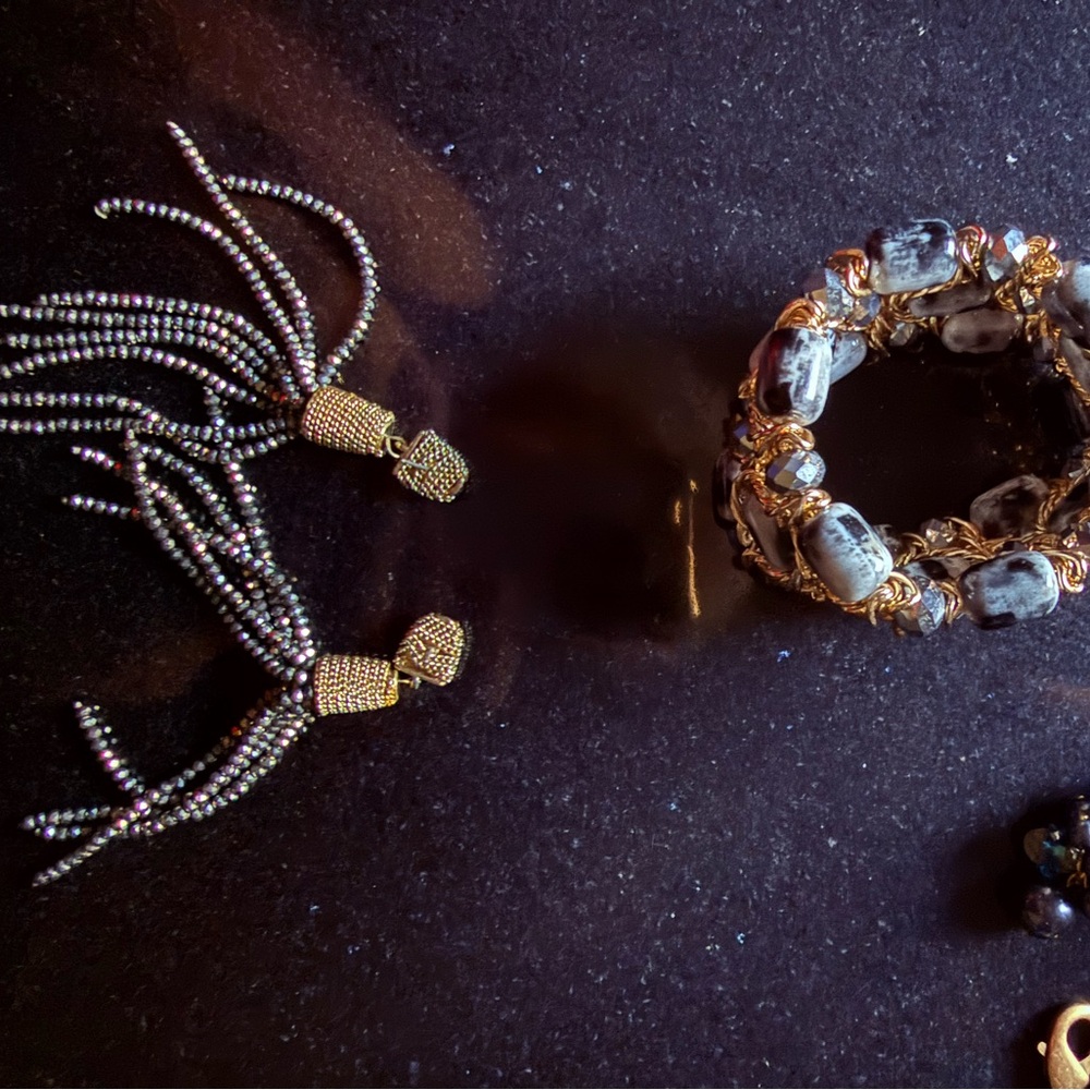 Elegant Gold and Silver Beaded Jewelry Set